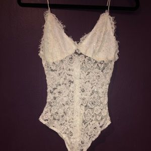 White laced body suit